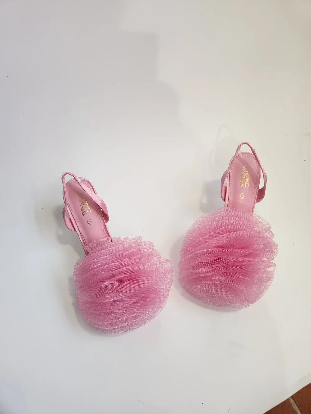 Mata Shoes‎ Pink Tulle Pouf Slingback Heels Size 6